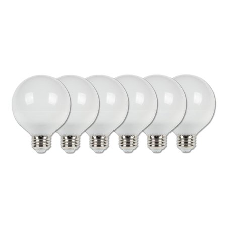 WESTINGHOUSE Bulb LED Dimmable 6W 120V G25 Glassobe 3000K Cool Bright E26 Med Base, 6PK 5301120